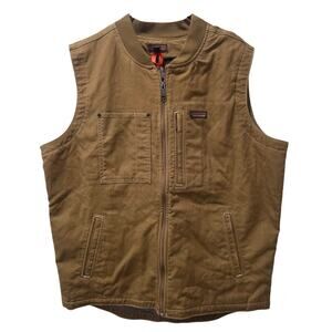 Patagonia Men's All Seasons Hemp Canvas Vest Tan size XL Zip-up Multi-pocket